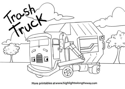 Trash Truck Coloring Pages - Free Printable Templates