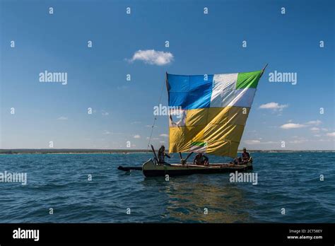 Pirogue, a traditional Madagascar sailing boat using a dugout canoe ...