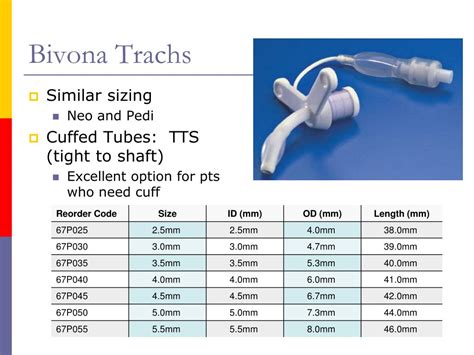 Shiley Pediatric Tracheostomy Tube Size Chart - Ponasa