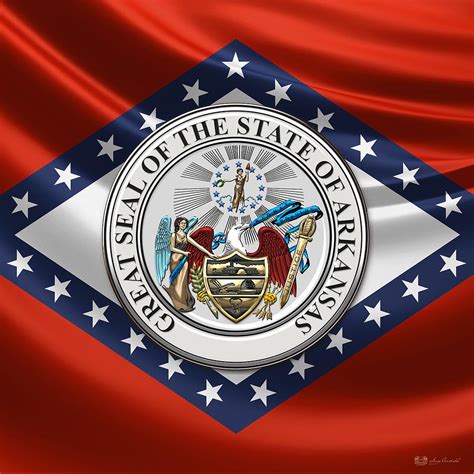 Arkansas State Seal over Flag Digital Art by Serge Averbukh - Fine Art ...