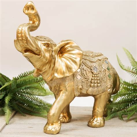 Gold Finish Resin Elephant Figurine 41cm | The Gift Experience