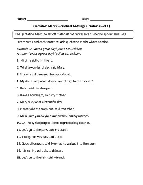 Englishlinx.com | Quotation Marks Worksheets