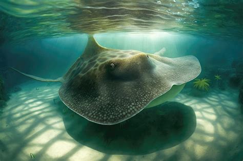 Premium AI Image | Giant Freshwater Stingray Underwater Realistic Photorea Generative AI