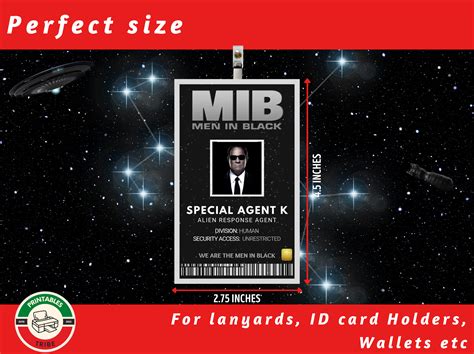 Printable Men in Black ID Badges MIB Agent ID Badge Office Parties Men in Black Suits Id Card ...