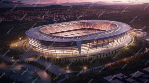 Premium AI Image | Beautiful aerial view of stadium background wallpaper