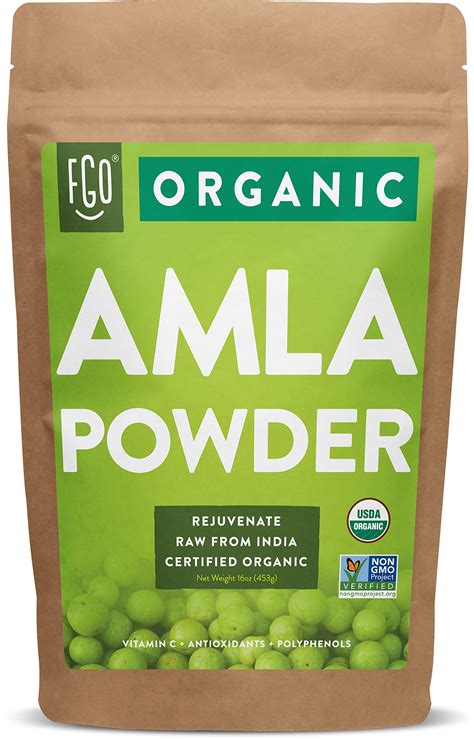 Organic Amla Powder (Amalaki) | 16oz Resealable Kraft Bag (1lb) | 100% Raw From India | by FGO ...