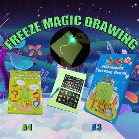 A3 New 3d Drawing Tablet Light Up Colorful Pen Painting Board Glow In The Dark Kids Doodle ...