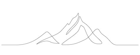 Premium Vector | One continuous line drawing of mountain range landscape top view of mounts in ...