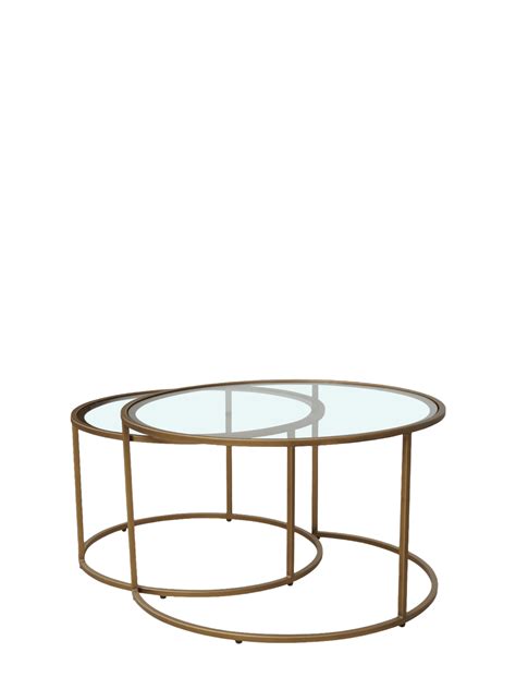 Jorge Set of 2 Round Coffee Table Glass / Brass – Home Gallery