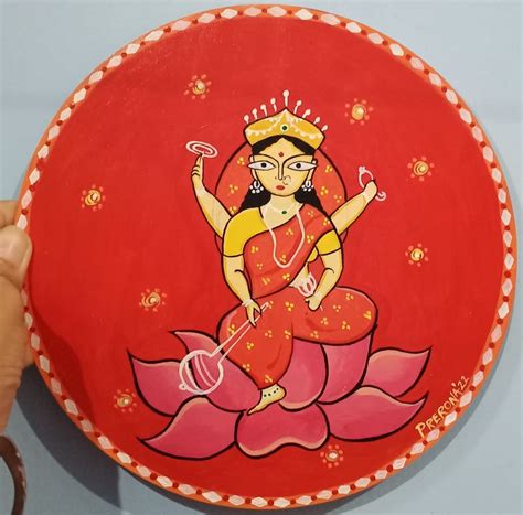 Siddhidatri Durga Hand Painted Plate - Necessity eStore