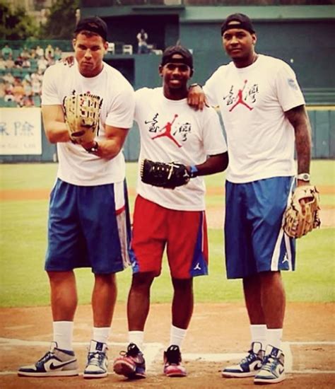 Clipper teammates Blake Griffin and Chris Paul at a baseball stadium in ...