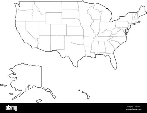 Usa Map Black And White Outline