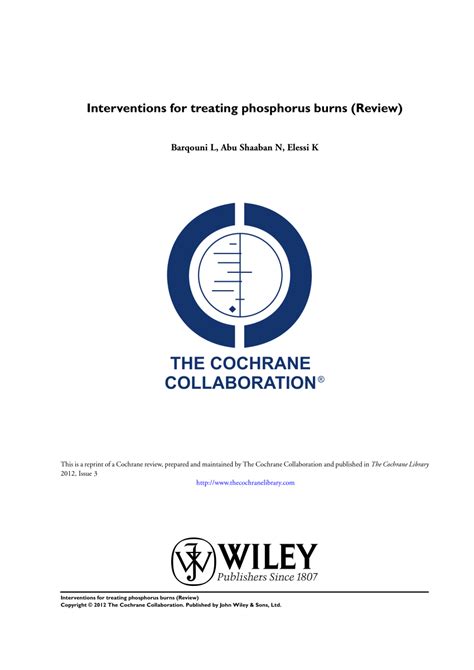(PDF) Interventions for treating phosphorus burns