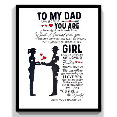 Daughter to Dad Card Gift. Printable Message Card for Dad. Birthday Dad Card Gift. Happy Fathers ...