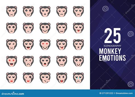 25 Monkey Emoticon Flat Icon Pack. Vector Illustration Stock Vector ...