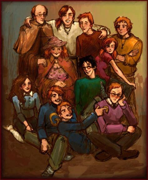 Weasleys, Harry and Hermione - Harry Potter Fan Art (31484288) - Fanpop