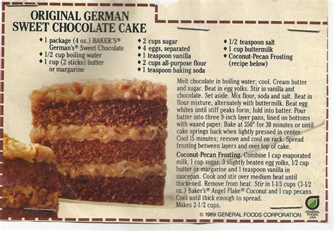 Bakers German Sweet Chocolate Cake Frosting Recipe - Cake Walls