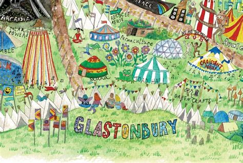 Glastonbury Festival Map Illustrated Map Prints Festival Art - Etsy