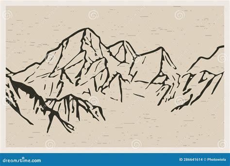 Minimalist Printable Illustration. Mountain Landscape Stock Illustration - Illustration of ...