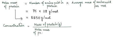 The concentration of an unknown protein sample was determined as 6.4 mg/ml. Calculate the ...