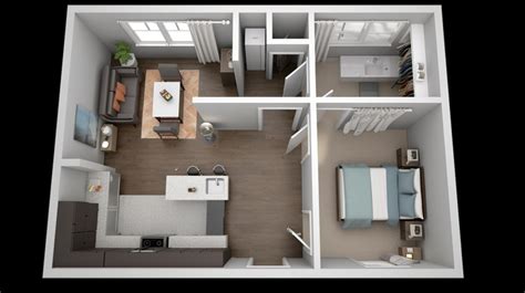 One Bedroom Apartment The Layout For This Floor Plan Has And Bathroom ...