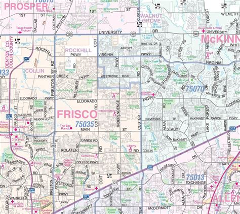 Dallas - Fort Worth Metroplex Detailed Region Wall Map w/Zip Codes ...