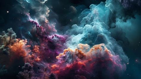 Premium AI Image | A colorful nebula with clouds in the background