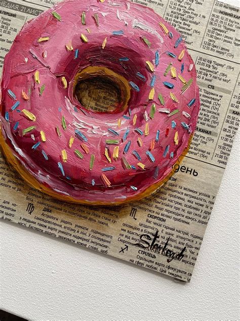 Donut Painting Doughnut Art Donut Wall Art Newspaper Art - Etsy