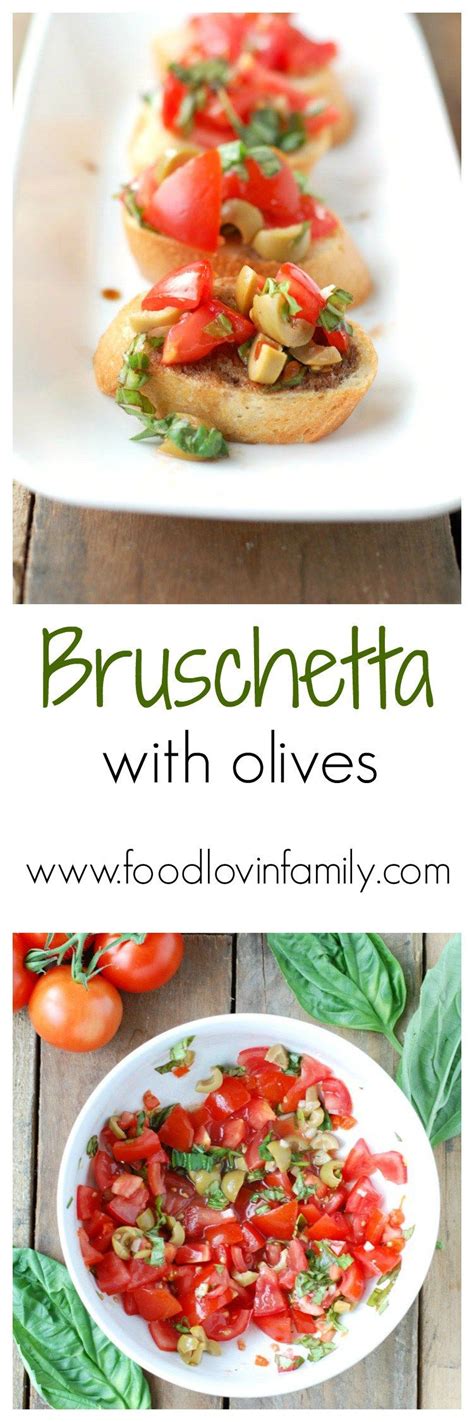 Bruschetta with olives is an AMAZING appetizer and so easy to make. A great use for garden ...