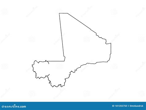 Mali Outline Map Country Shape Stock Vector - Illustration of abstract ...