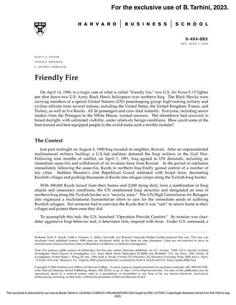 Friendly-Fire - The case is about the American military and how many factors led to a huge ...