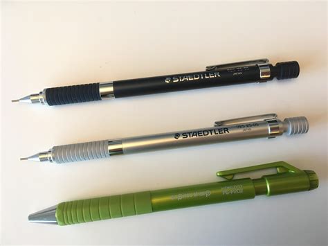 Staedtler 925 25 and 925 35 (0.5mm for both), and a green Kokuyo PS-P202 (my first 0.7mm)! : r ...