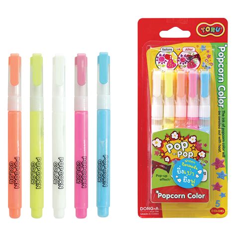 Dong-A Popcorn Pen 5 Colors Toru 1Set | Villa Market