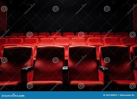 Red Seats in Cinema or Theatre Interior. Empty Movie Theater. Copy Space. Generative Ai Stock ...