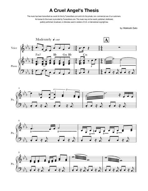 Tunescribers | A Cruel Angel's Thesis | Sheet Music