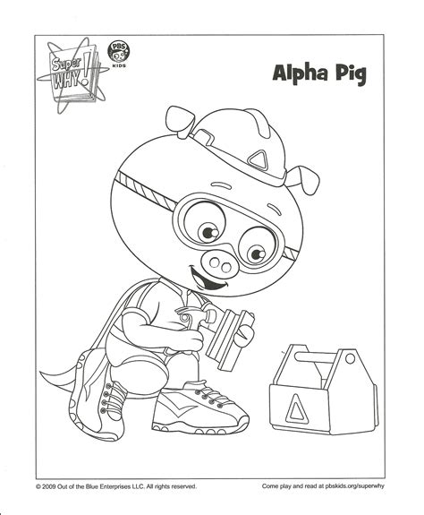 Alpha Pig Coloring Page | Super why, Coloring book pages, Coloring books