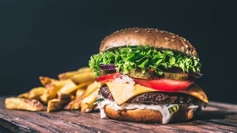 Image Hamburger Buns Fast food Food Closeup 1920x1080