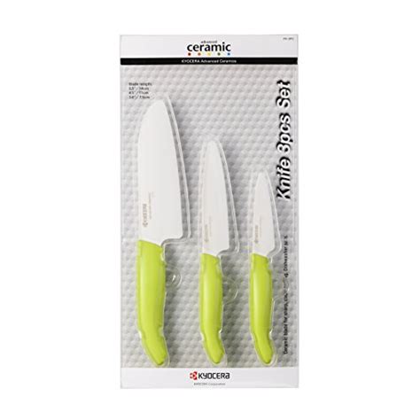 Kyocera 3 Piece Advanced Ceramic Revolution Series Knife Set, Green