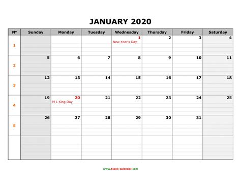 Get 2020 Printable Calendar With Large Squares | Calendar Printables Free Blank