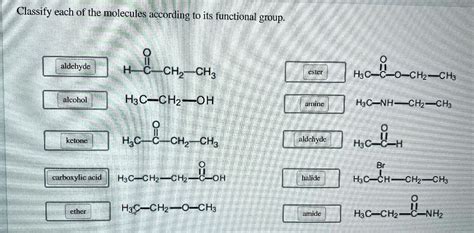 classify each of the molecules according to its functional group ...