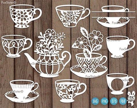 Coffee Tea Svg Cup Svg Bundle Tea Pot Clipart Cut Files Paper Cutting, Cutting Files, Vinyl ...