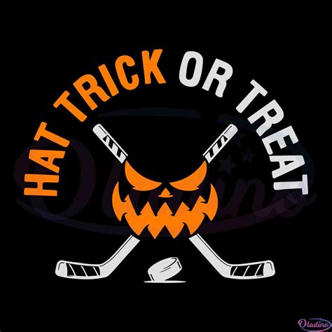 Halloween Hockey Hat Trick Or Treat Ice Hockey Player TShirt