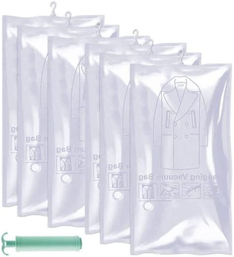 Vacuum Storage Bags, 6PCS Hanging Vacuum Storage Bags Space Saving ...