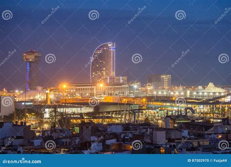 Barcelona at night editorial image. Image of black, evening - 87502970