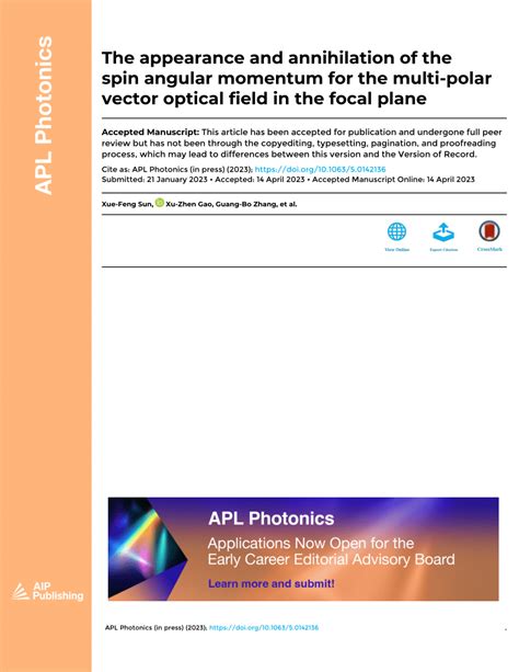 (PDF) The appearance and annihilation of the spin angular momentum for ...