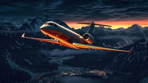 Premium AI Image | A private jet taking off with a glow light at night emphasizing the need for ...