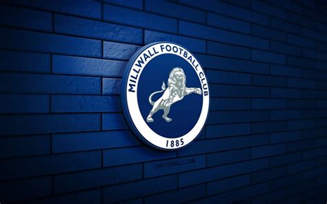 Download Millwall FC 3D logo, 4K, blue brickwall, Championship, soccer ...