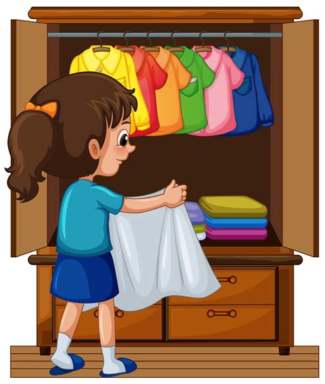 Girl putting away clothes in closet 374098 Vector Art at Vecteezy