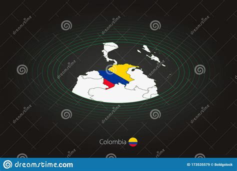 Colombia Map in Dark Color, Oval Map with Neighboring Countries Stock ...