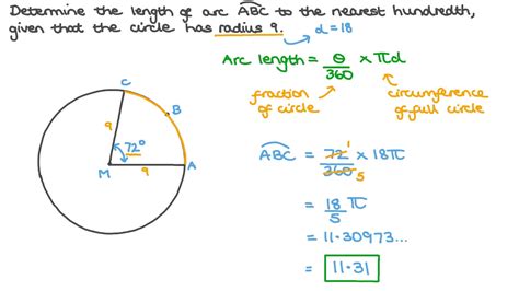 Question Video: Finding the Length of the Arc given Its Central Angle’s Measure and Its Circle’s ...